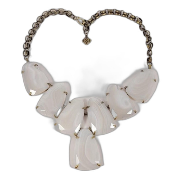 Kendra Scott Harlow in White Banded Agate w Antique Brass - Picture 3 of 5